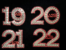 Load image into Gallery viewer, Pearl &amp; Red Rhinestone Line Number Pins (As seen on the Creamery)
