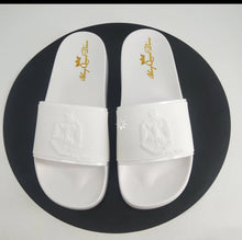 Load image into Gallery viewer, DST Embossed Slides Sleek Shiny Border
