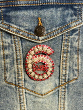 Load image into Gallery viewer, Pearl &amp; Red Rhinestone Line Number Pins (As seen on the Creamery)
