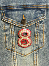 Load image into Gallery viewer, Pearl &amp; Red Rhinestone Line Number Pins (As seen on the Creamery)
