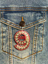 Load image into Gallery viewer, Pearl &amp; Red Rhinestone Line Number Pins (As seen on the Creamery)
