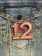 Load image into Gallery viewer, Pearl &amp; Red Rhinestone Line Number Pins (As seen on the Creamery)
