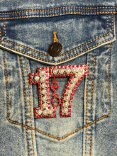 Load image into Gallery viewer, Pearl &amp; Red Rhinestone Line Number Pins (As seen on the Creamery)
