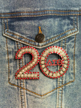 Load image into Gallery viewer, Pearl &amp; Red Rhinestone Line Number Pins (As seen on the Creamery)
