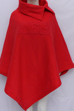 Load image into Gallery viewer, DST Red Fleece Poncho Embossed Greek Letters and Embroidered Crest
