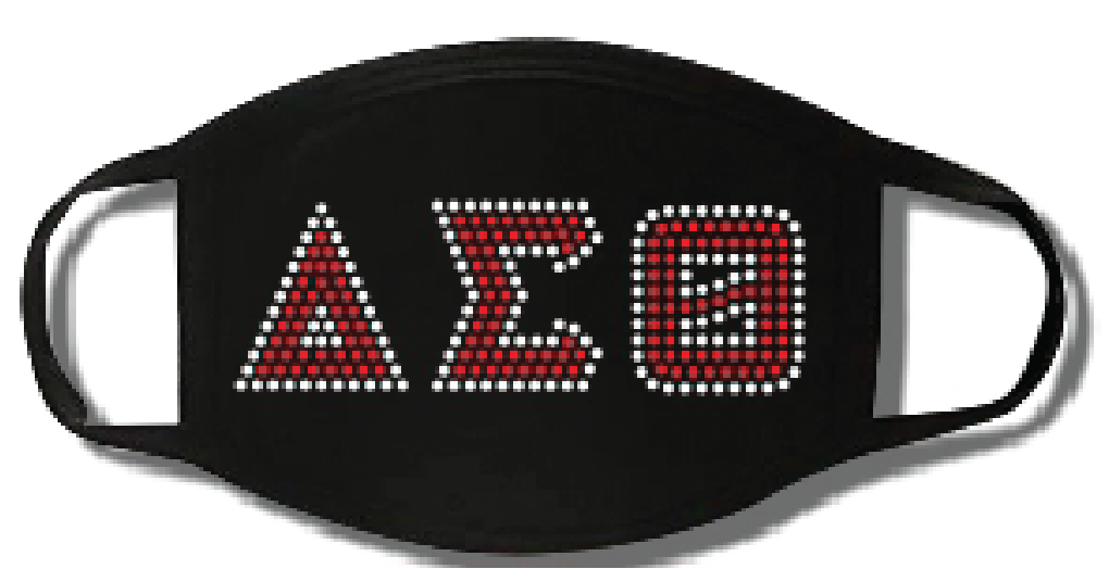 Triple Stand Bling Greek Letters Mask
