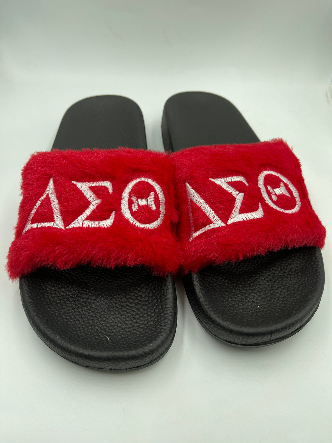 DST Embroidered Furry Slides