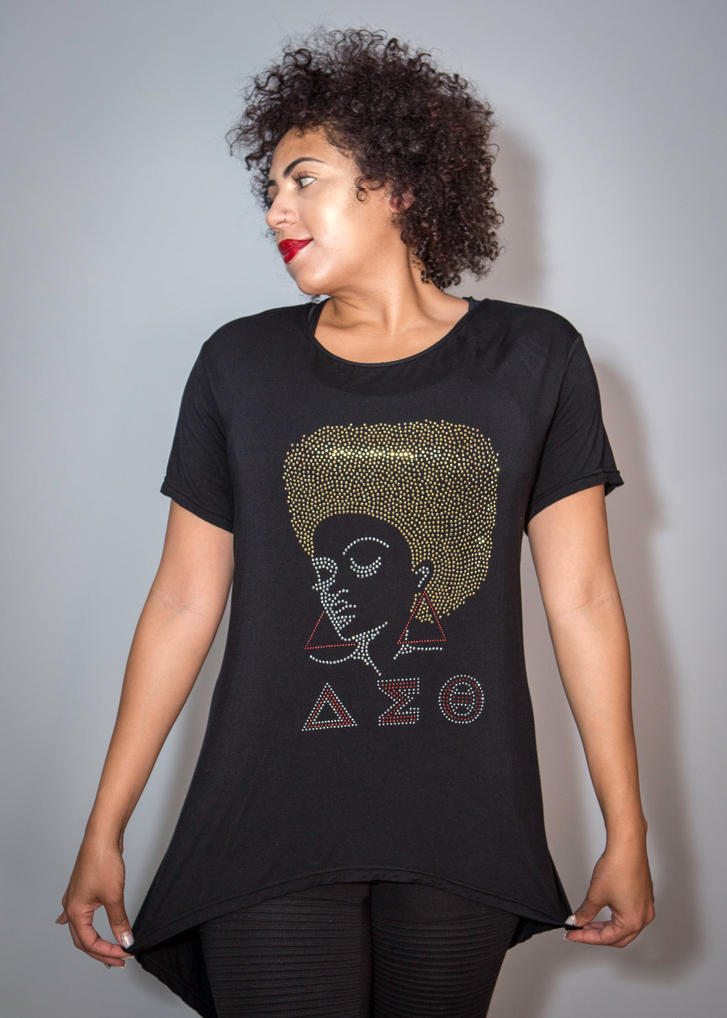 Greek Letter Afro Woman Hi-Lo Tee