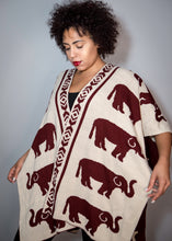 Load image into Gallery viewer, Crimson and Cream Elephant Shawl Reversible
