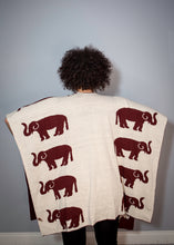 Load image into Gallery viewer, Crimson and Cream Elephant Shawl Reversible

