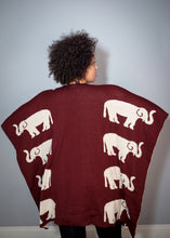 Load image into Gallery viewer, Crimson and Cream Elephant Shawl Reversible
