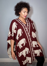 Load image into Gallery viewer, Crimson and Cream Elephant Shawl Reversible
