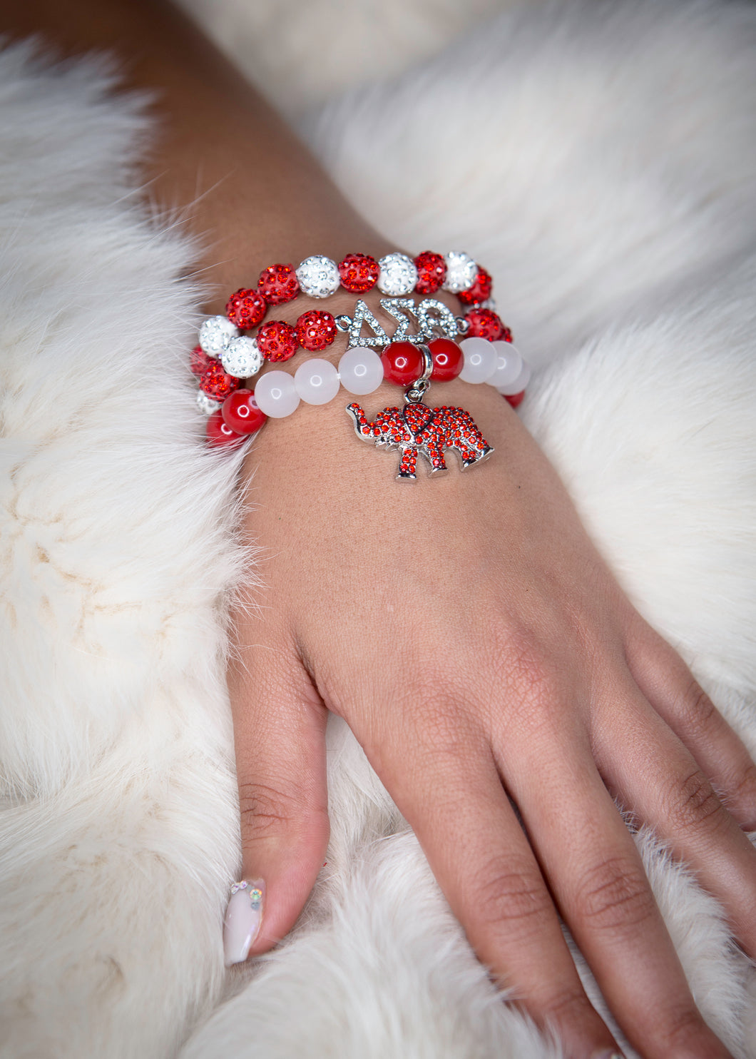 Triple Beaded Bracelet w/Greek Letters & Elephant