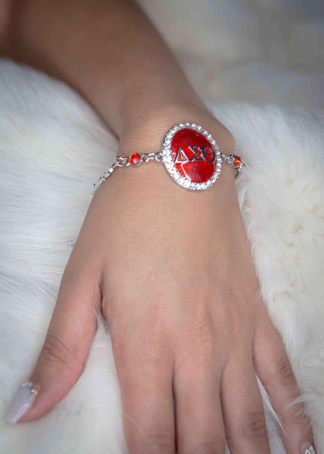 Greek  Letters Oval Bling Bracelet