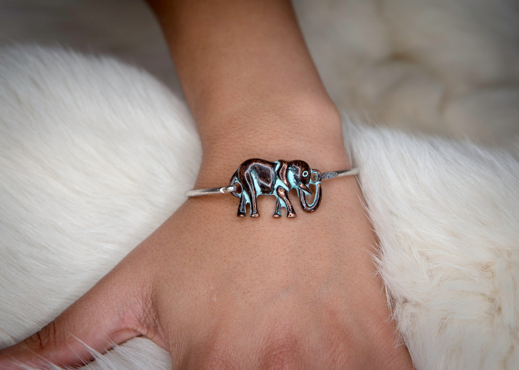 Elephant Brushed Turquoise Bracelet