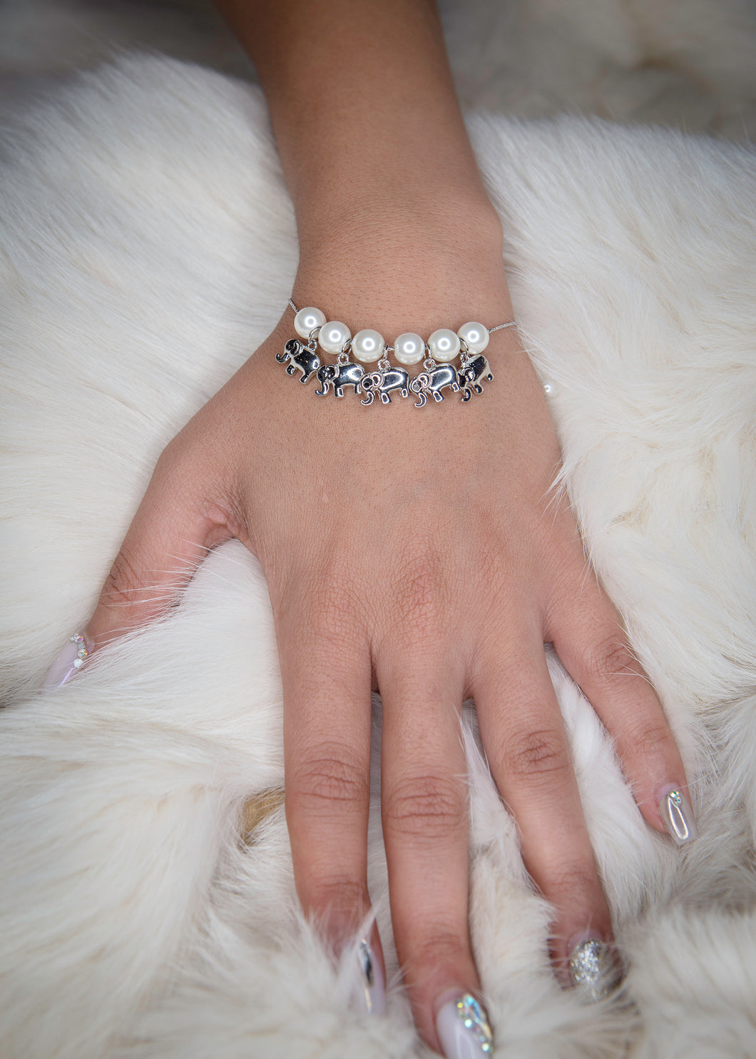 Silver and Pearl Elephant Toggle