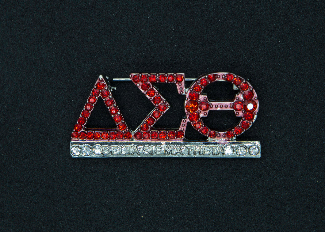 DST Greek Letter Red Bling w/Silver DST Bar Base