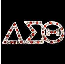 Load image into Gallery viewer, Greek Letter Red &amp; White Crystals Silver Contour
