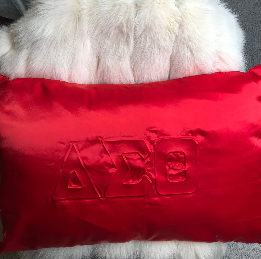 Pillow Sham Satin (Red) Greek Letters Embossed