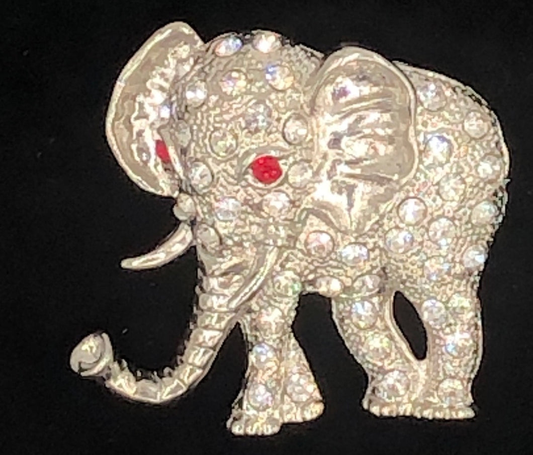Small Bling Elephant Pin Red Eyes